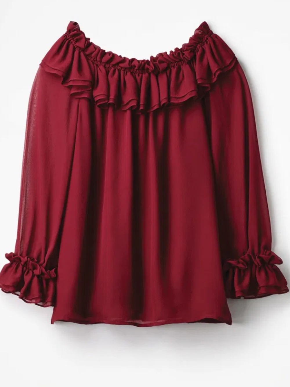 Boden Icons Zooey Silk Long Sleeve Ruffle Trim Button Back Blouse Sz 14 US 18 UK